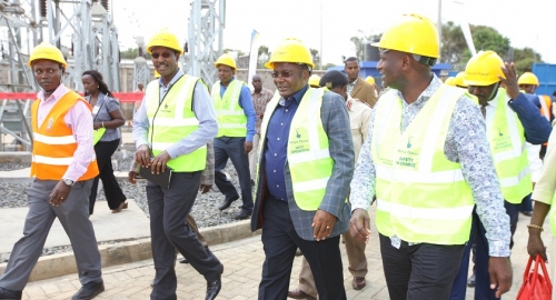 Dr. Chumo & other officials on a tour of Kabarak substation
